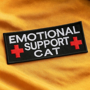 Emotional Support Cat Patch/Iron On Patch/Funny Patches/Embroidered Sew-On Applique for Vest, Jacket, Clothing/Family Pet/Animal Gifts
