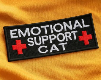Emotionele steun kat patch/strijklap/grappige patches/geborduurde opnaaibare appliqué voor vest, jas, kleding/cadeaus huisdier/dier