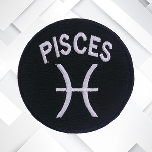 Parche de Piscis: insignia bordada de astrología para planchar y coser, ideal para chaquetas, mochilas, ropa, bolsos y regalos cósmicos DIY.