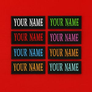 Custom Name Patch – Embroidered Iron-On/Sew-On Personalized Tag Appliqué for Jackets, Vests, Backpacks, Clothing, & Gear