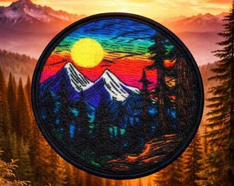 Mountain Patch/Iron-On Patch/Nature Badge/Hiking & Camping/Souvenir Gift/Sew-On Appliqué for Clothing Vest/Jacket Hats Backpack Gear