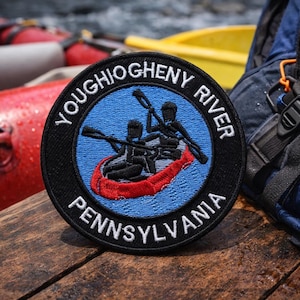 Parche del río Youghiogheny/Parche termoadhesivo/Recuerdo de Pensilvania/Rafting en aguas bravas/Aplique bordado para coser en ropa, chaqueta y mochila