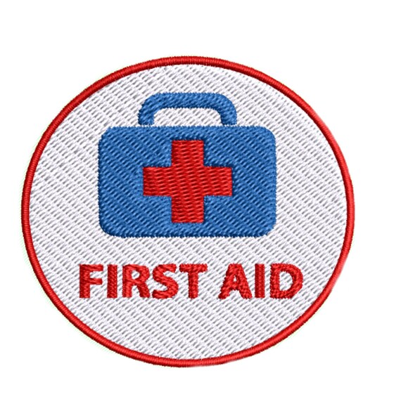 Red First Aid Kit Patch (3.5 Inch) Velcro Badge (Hook & Loop