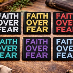 Faith Over Fear Patch/Iron-On Patch/Christian Biker/Faith Gift/Religious & Bible Theme/Embroidered Sew-On Appliqué for Clothing Vest/Jackets