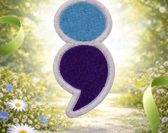 Semicolon Semi-Colon Embroidered Iron On Patch Gifts Fundraising My Story Is Not Over Yet Depression Suicide Awareness