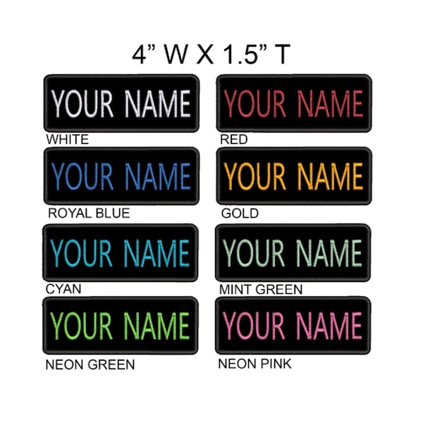 Custom Your Name Personalized Name Tag Patch 4" W X 1.5" T Embroidered DIY Iron-on/Sew-on Applique for Vest Jacket Clothing Backpack Uniform