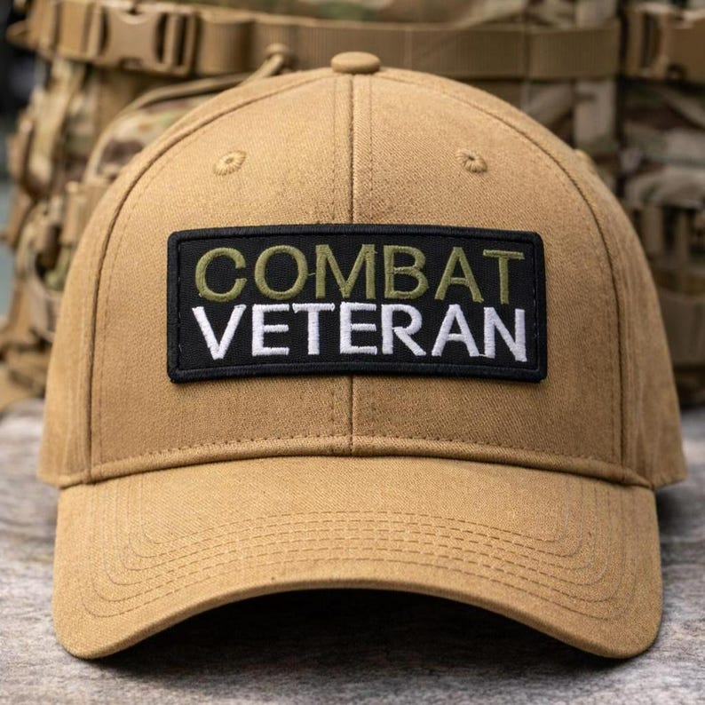 Combat Veteran Patch/Iron-On Patch/Military Recognition Gifts/Embroidered Sew-On Appliqué for Clothing Vest/Jacket Hats Backpacks Gear image 2