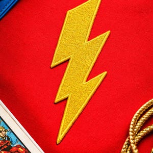 Lightning Bolt Patch/Iron-On Patch/Gold Thunderbolt Patch/Embroidered Sew-On Applique for Jackets, Backpacks, Vests, Bags, Superhero Costume