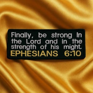 Ephesians 6:10 Patch/Bible Verse Patch/Iron-On Patch/Religious Patch/Embroidered Sew-On Applique for Clothes/Jacket/Backpack/Christian Biker