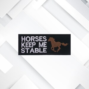 Horses Keep Me Stable Patch 5" Embroidered DIY Iron-on/Sew-on Applique Vest Jacket Backpack Blanket, Nature Animals Riding Outdoor Trails