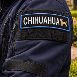 Patch chihuahuahond/opstrijkpatch/speelgoedpatch/familiehuisdier/cadeau Sassy-hond/geborduurde opstikapplicatie voor kledingvest/jas hondentuig afbeelding 4