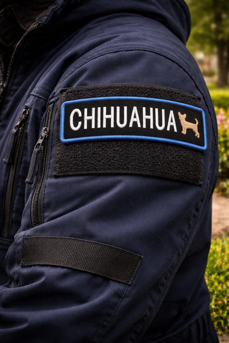 Patch chihuahuahond/opstrijkpatch/speelgoedpatch/familiehuisdier/cadeau Sassy-hond/geborduurde opstikapplicatie voor kledingvest/jas hondentuig afbeelding 4