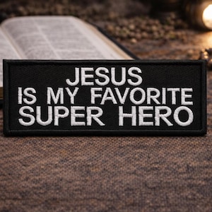 Jesus ist mein Lieblings Superheld Patch / Bügelbild / christliche Biker / religiöser Glaube Geschenk / gestickte Aufnäher für Kleidung Jacken