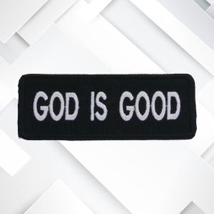 Toppa ricamata &quot;Dio è buono&quot;, 4&#39;&#39;, fai da te, da stirare, personalizzata, religiosa, Gesù, chiesa, amore fraterno, motociclisti cristiani