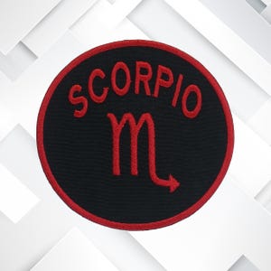 Parche de Escorpio: Insignia bordada de astrología para planchar y coser, ideal para chaquetas, mochilas, ropa, bolsos y regalos cósmicos.