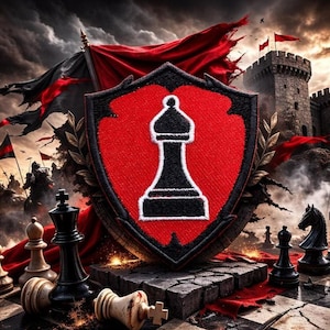 Black Bishop Chess Piece Patch/Iron-On Patch/Chess Club/Strategy Board Game Gift/Embroidered Sew-On Applique for Clothing Jacket Backpack