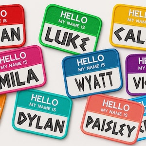 Custom Hello My Name Personalized Name Tag Patch Embroidered DIY Iron-on/Sew-on Applique for Vest Jacket Clothing Backpack Uniform