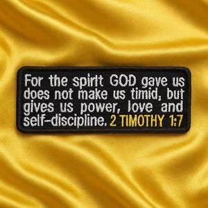 2 Timothy 1:7 Patch/Bible Verse Patch/Iron-On Patch/Faith Patch/Embroidered Sew-On Appliqué for Jacket, Bag/Uplifting Patch/Christian Bikers