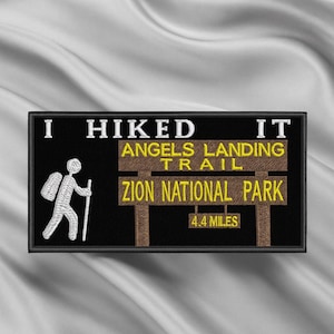 Parche termoadhesivo bordado del Sendero Angels Landing para mochila, chaqueta, chaleco, insignia de ruta de senderismo y recuerdo del Parque Nacional Zion.