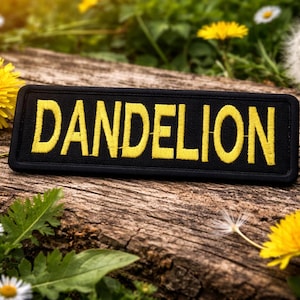 Parche de diente de león/Parche termoadhesivo/Texto amarillo/Insignia de jardín natural/Aplicación decorativa bordada para coser en ropa, chalecos, chaquetas, sombreros y mochilas.