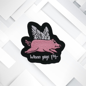 Pig Flying Embroidered Patch Iron on / Sew on Funny Badge Gift Applique Patches for Vest Jacket Clothing Jeans Hat Backpacks