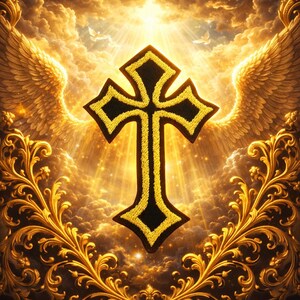 Ornate Christian Cross Patch/Iron-On Patch/Religious Faith Gift/Christian Biker/Embroidered Sew-On Appliqué for Clothing Vest/Jacket Hat Bag
