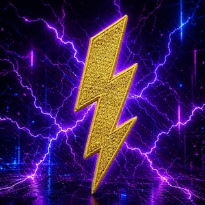 Lightning Bolt Patch/Iron-On Patch/Gold Thunderbolt Patch/Embroidered Sew-On Applique for Jackets, Backpacks, Vests, Bags, Superhero Costume