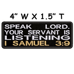 1 Samuel 3:9 Bible Verse Embroidered Patch Iron-on/Sew-on/Hook Badge Emblem Vest Jacket Clothing Religious Jesus Christian Biker Applique