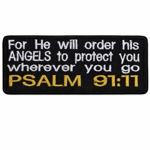 Psalm 91:11 Bijbelvers en Schriftpatch/opstrijkpatch/religieus cadeau/christelijke motorrijder/geborduurde opnaaistenen voor kleding hoed rugzak afbeelding 4