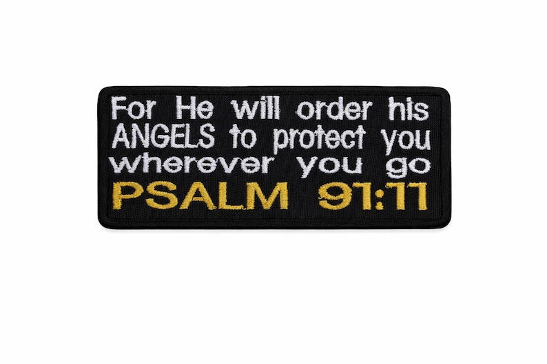 Psalm 91:11 Bijbelvers en Schriftpatch/opstrijkpatch/religieus cadeau/christelijke motorrijder/geborduurde opnaaistenen voor kleding hoed rugzak afbeelding 4