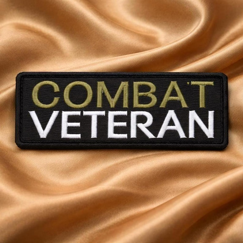 Combat Veteran Patch/Iron-On Patch/Military Recognition Gifts/Embroidered Sew-On Appliqué for Clothing Vest/Jacket Hats Backpacks Gear image 3