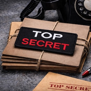Top Secret Embroidered Patch/Iron-on Patch/Geeks & Gamers Gift/Embroidered Sew-on Applique for Clothing Vest/Jacket Hats Backpacks Gear