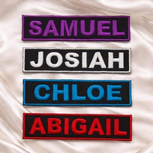 Parche de nombre personalizado: bordado termoadhesivo o cosible para chaquetas, chalecos, mochilas, ropa y equipo.