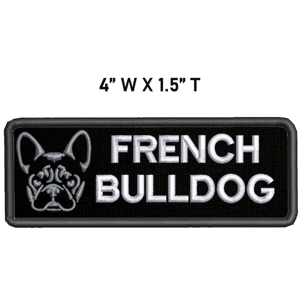 French Bulldog Dog Patch 4" Embroidered DIY Iron-on/Sew-on Applique Vest Jacket Blanket Harness Collar Family Pet Canine K-9 Breed Paw Print