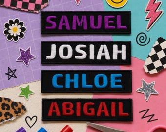 Custom Name Patch – Embroidered Iron-On/Sew-On Personalized Tag Appliqué for Clothing, Uniforms, Vest/Jackets, Hat, Backpacks, Gear, Luggage