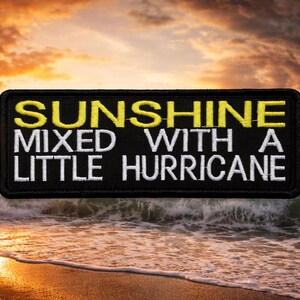 Parche Sunshine Mixed con un pequeño huracán/Parche termoadhesivo/Aplique bordado para coser para chaleco, chaqueta, ropa/Parche humorístico/Parche de motociclista