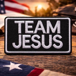 Team Jesus Patch/Iron-On Patch/Christian Bikers/Religious Gift/Faith & Inspirational/Embroidered Sew-On Appliqué for Clothing Jacket Bags