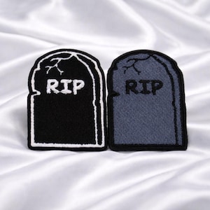 Set di toppe termoadesive RIP Tombstone, applicazione di Halloween per giacca, borsa, costume, decorazione spettrale, tema cimitero, regalo gotico punk