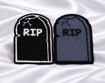 Parche de lápida RIP, termoadhesivo, para Halloween, para chaqueta, bolso, disfraz, decoración espeluznante, temática de cementerio, regalo gótico punk.