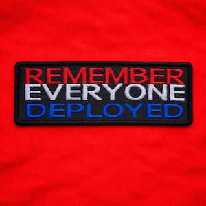 Parche "Remember Everyone Deployed"/Parche termoadhesivo/Viernes Rojo/Aplique bordado para coser para chaquetas militares, mochilas, chalecos tácticos y regalos