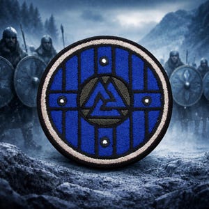 Viking Shield Patch/Iron-On Patch/Valknut Crest/Thor Odin Norse Myths/Embroidered Sew-On Applique for Jackets/Vests Clothing Backpacks Gear