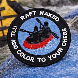 Toppa Raft Naked/Toppa termoadesiva/Rafting/Stemma naturalistico/Applicazione ricamata da cucire per abbigliamento, gilet/giacca, zaino, attrezzatura, cappello