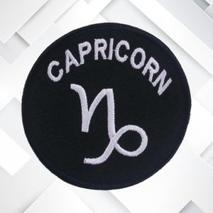 Parche de Capricornio: Insignia bordada termoadhesiva de astrología para chaquetas, mochilas, ropa, bolsos y regalos cósmicos DIY.