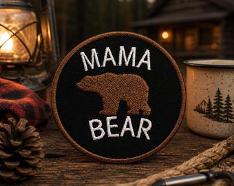 Mama Bear Patch/Iron-On Patch/Animals & Wildlife Gift/Nature Badge/Embroidered Sew On Applique for Clothing Vest/Jacket Hats Backpack