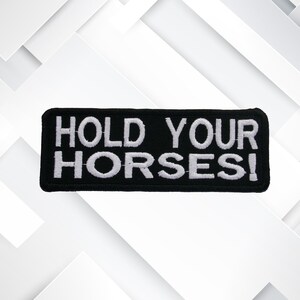 Hold Your Horses! Embroidered Patch Iron-on/Sew-On/Hook - Badge Emblem - Decorative Patches for Vest Jacket Clothing - Funny DIY Applique