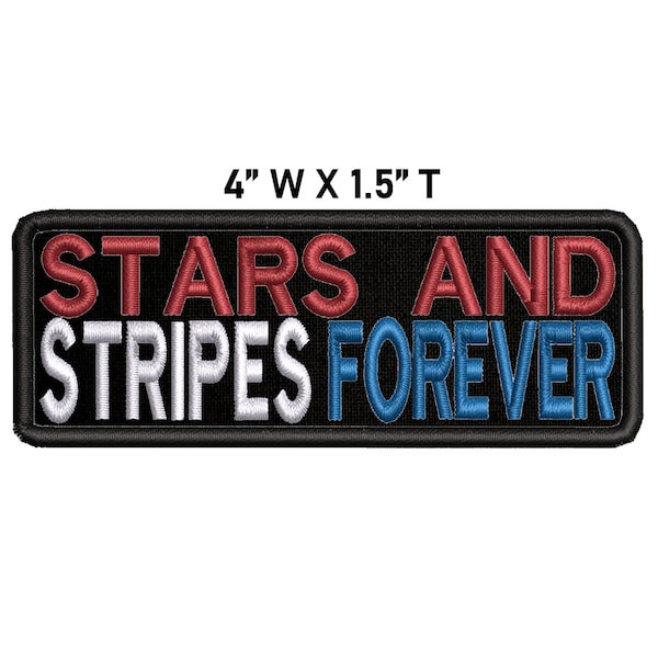 Stars And Stripes Forever Embroidered Patch Iron On / Sew On Custom Name Badge Emblem for Vest Jacket Clothing / American flag Patriotic