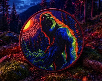 Roaring Sasquatch/Opstrijkpatch/Bigfoot Cryptid Forest Creatures/Myths & Legend/Paranormaal cadeau/Opnaaibare appliqué voor kleding vest/jas hoed