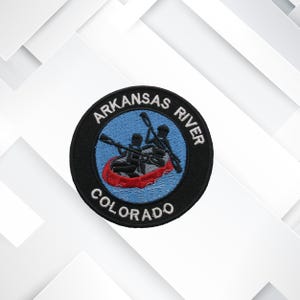 Arkansas River White Water Rafting Patch Iron-On Embroidered Appliqué for Jacket, Backpack, Vest, Colorado Souvenir, Rafting Badge