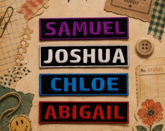 Custom Name Patch – Embroidered Iron-On/Sew-On Personalized Tag Appliqué for Clothing, Vest/Jacket, Hats, Backpacks, Gear