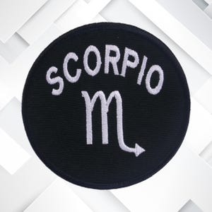 Parche de Escorpio: Insignia bordada de astrología para planchar y coser, ideal para chaquetas, mochilas, ropa, bolsos y regalos cósmicos.